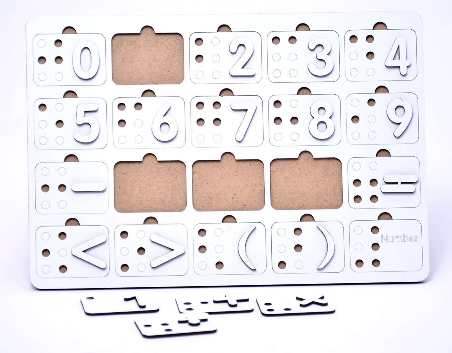 Цифры деревянные, шрифт Брайля