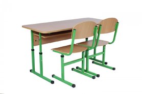Комплект стол ученический 2-местный + стул Т-образный с покрытием HPL, №4-6