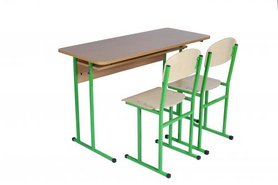 Комплект стол ученический 2-местный с полкой, № 6 + стул на полозьях, №6