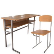 Комплект стол ученический 2-местный с полкой, № 6 + стул, №6